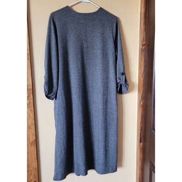 Gilli Women's Size Medium Gray Open Front Long Sweater Cardigan Duster Roll Tab - Picture 4 of 6